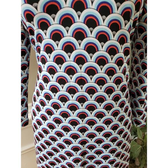 MSK Women's Multicolor Polyester Round Neck Long Sleeve Knee Length Dress Small - Picture 3 of 13